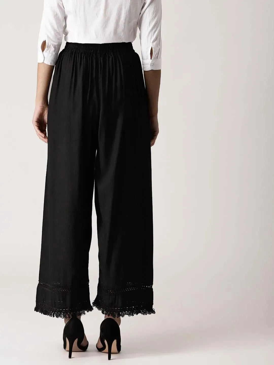 Black Solid Rayon Palazzos
Black Solid Rayon Palazzos