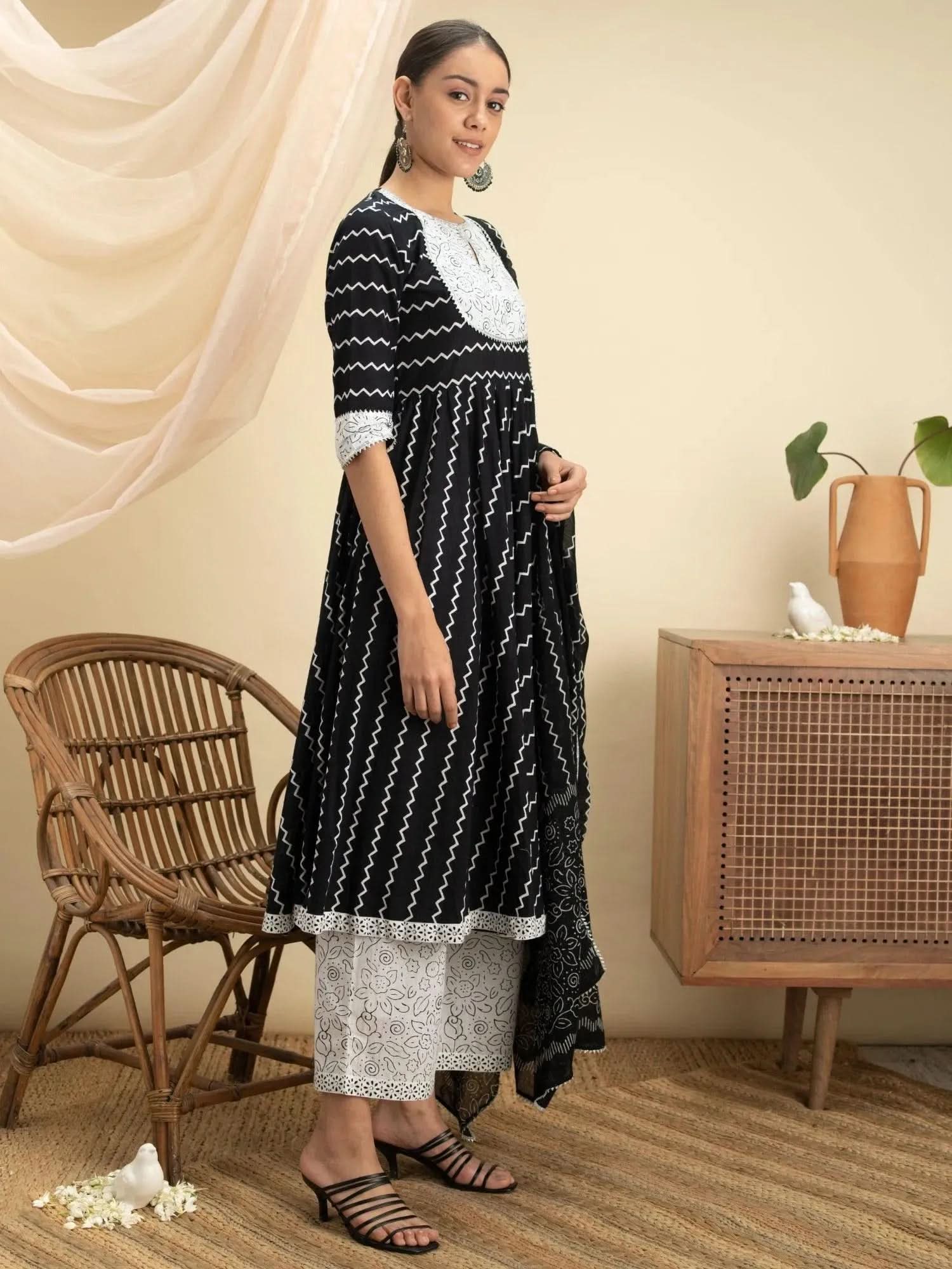 Buy Black Striped Cotton Suit Set - 13035O- | Libas Ethnic Wear Online
Buy Black Striped Cotton Suit Set - 13035O- | Libas Ethnic Wear Online