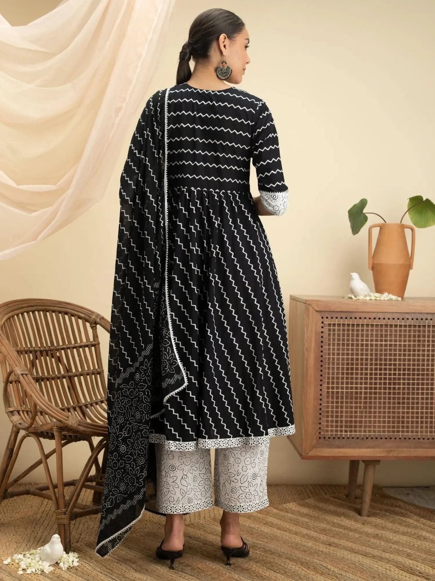 Buy Black Striped Cotton Suit Set - 13035O-XS | Libas Ethnic Wear Online
Buy Black Striped Cotton Suit Set - 13035O-XS | Libas Ethnic Wear Online