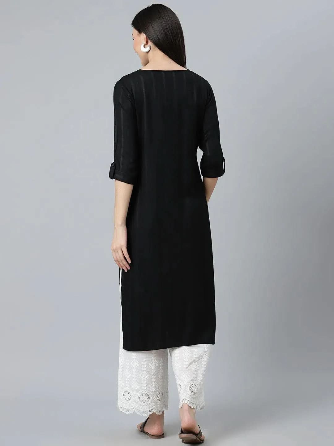 Black Striped Rayon Kurta
Black Striped Rayon Kurta