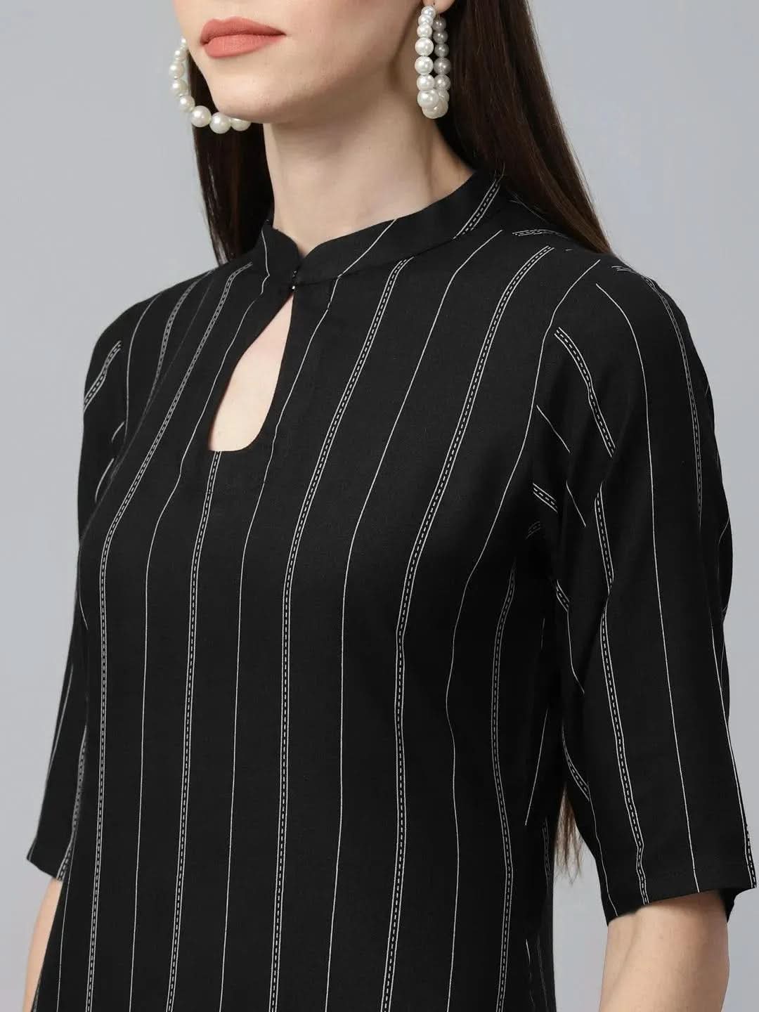 Black Striped Rayon Kurta
Black Striped Rayon Kurta