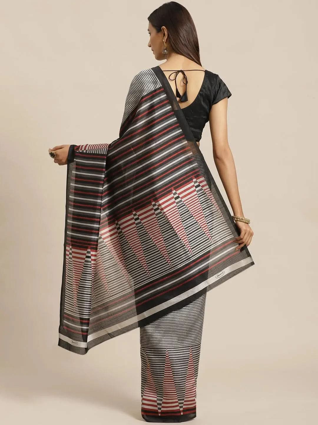 Black Striped Silk Blend Saree
Black Striped Silk Blend Saree