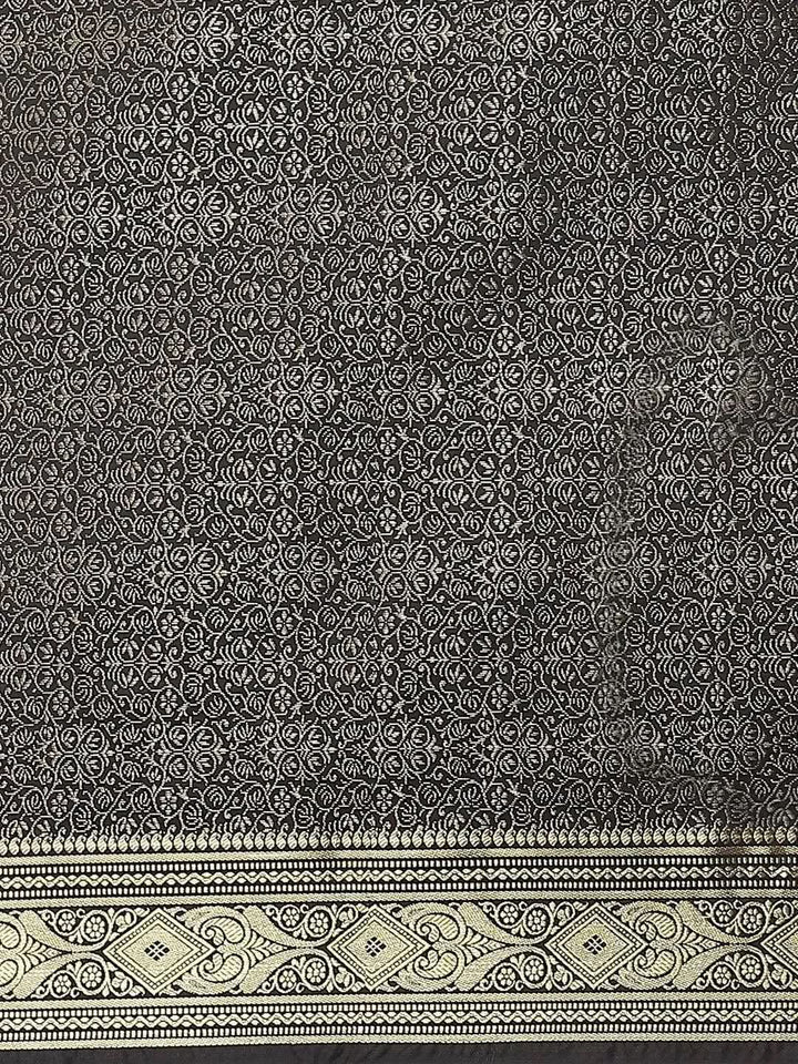 Black Woven Design Brocade Saree - Libas