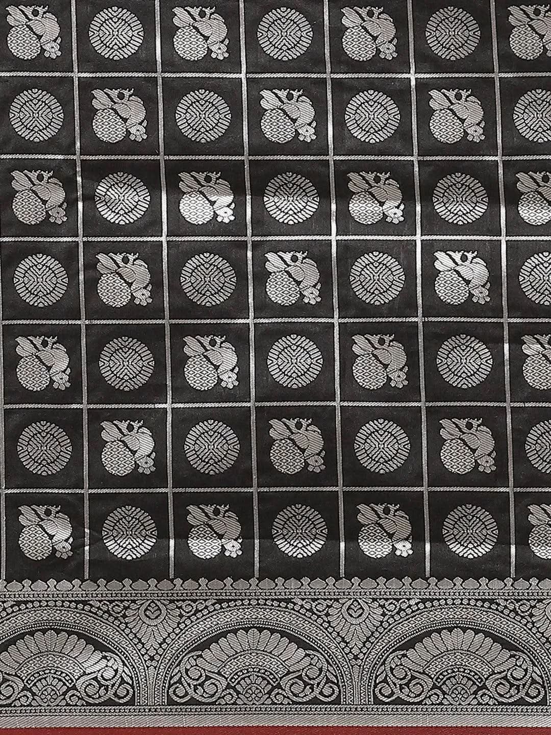 Black Woven Design Brocade Saree - Libas