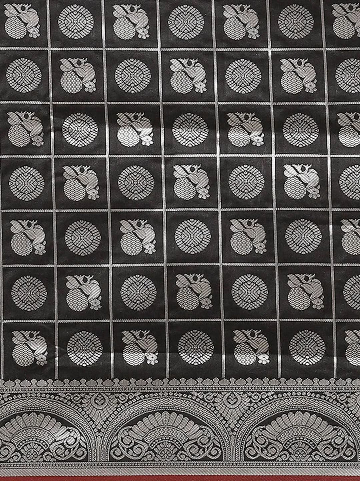 Black Woven Design Brocade Saree - Libas