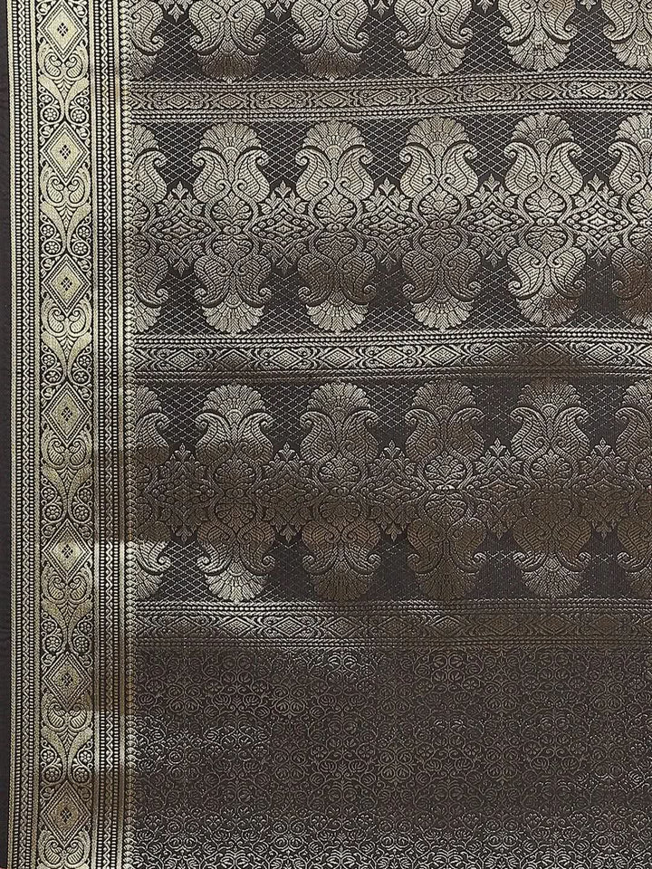 Black Woven Design Brocade Saree - Libas