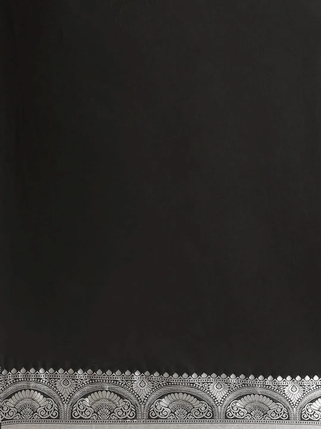 Black Woven Design Brocade Saree - Libas