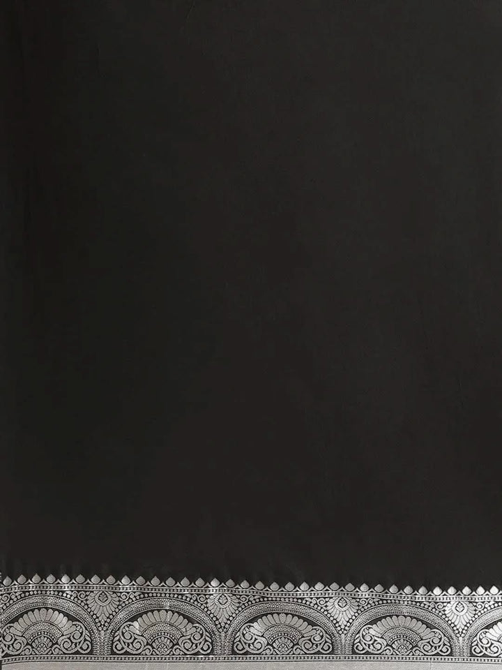 Black Woven Design Brocade Saree - Libas