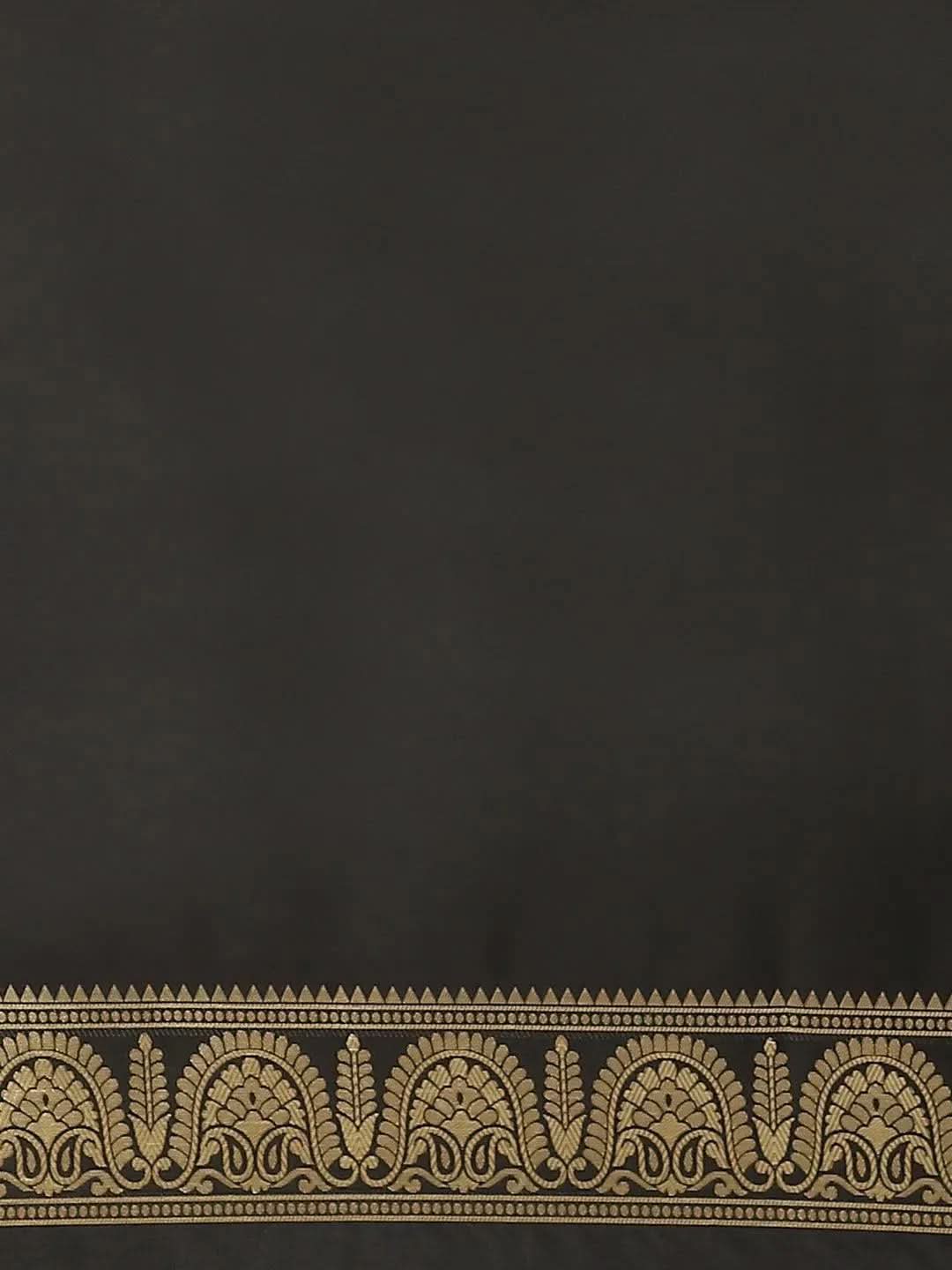Black Woven Design Brocade Saree - Libas