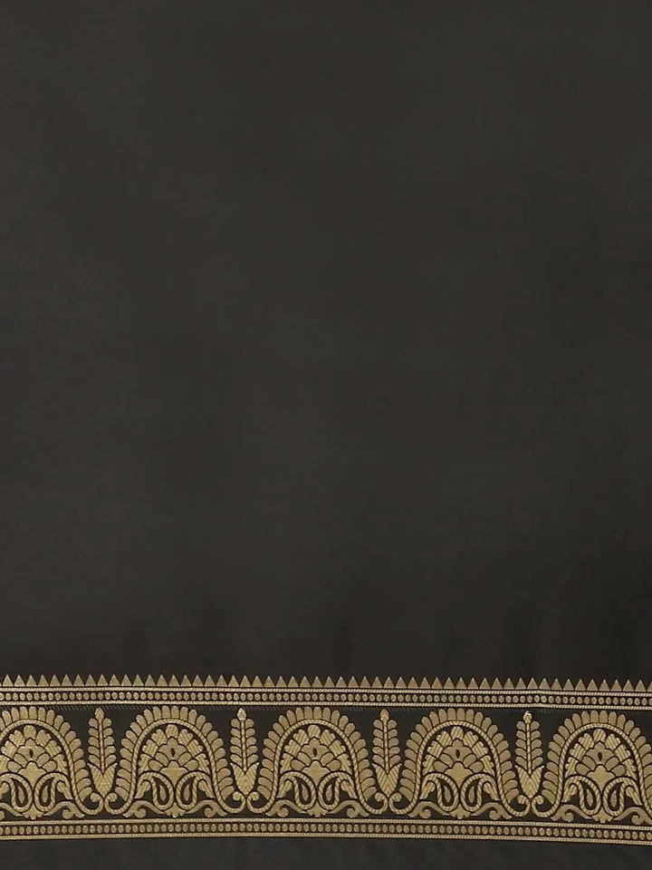 Black Woven Design Brocade Saree - Libas