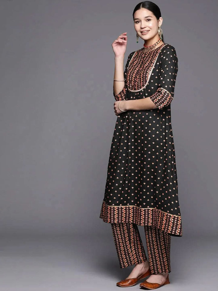 Black Yoke Design Rayon A-Line Kurta - Libas