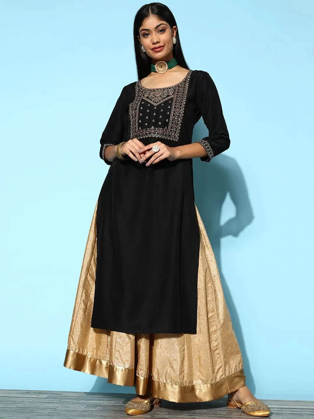 Black Yoke Design Silk Straight Kurta
Black Yoke Design Silk Straight Kurta