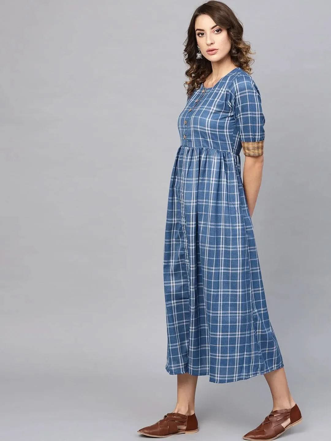Blue Checkered Cotton Dress
Blue Checkered Cotton Dress
