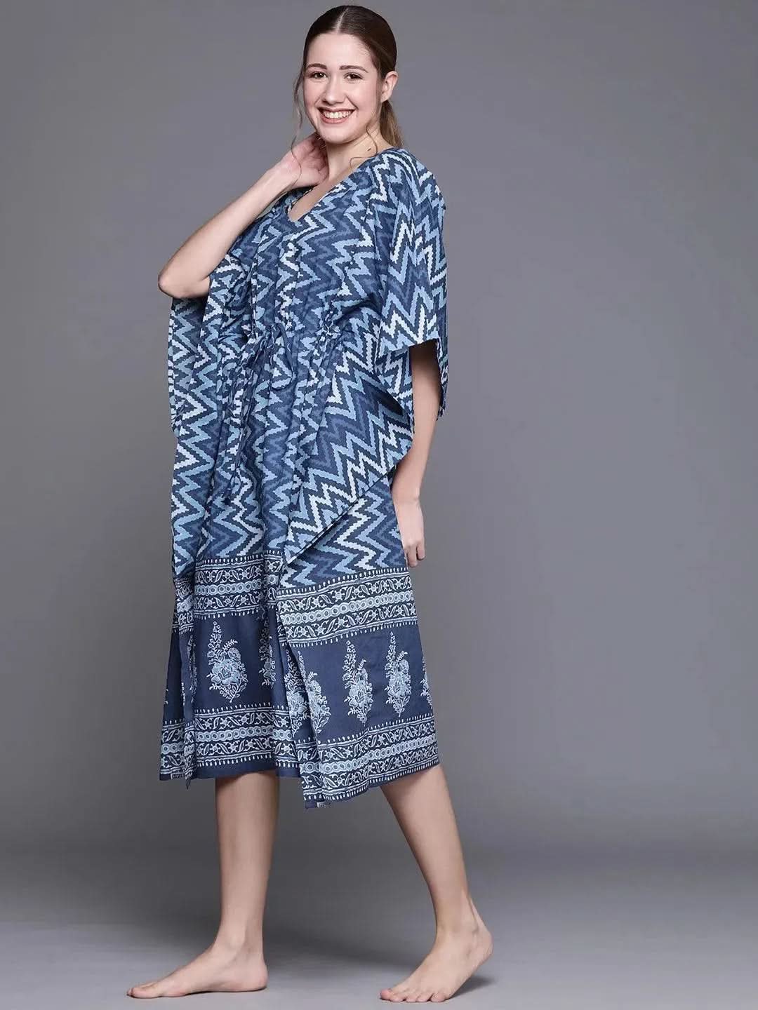 Buy Blue Cotton Printed Kaftan Nightdress - 50044 | Libas Ethnic Wear Online
Buy Blue Cotton Printed Kaftan Nightdress - 50044 | Libas Ethnic Wear Online