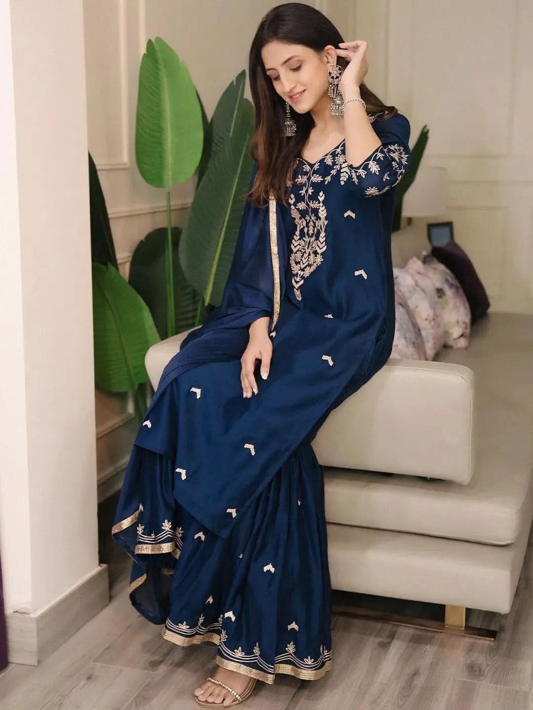 Buy Blue Embroidered Chanderi Silk Suit Set - 20149O- | Libas Ethnic Wear Online
Buy Blue Embroidered Chanderi Silk Suit Set - 20149O- | Libas Ethnic Wear Online
