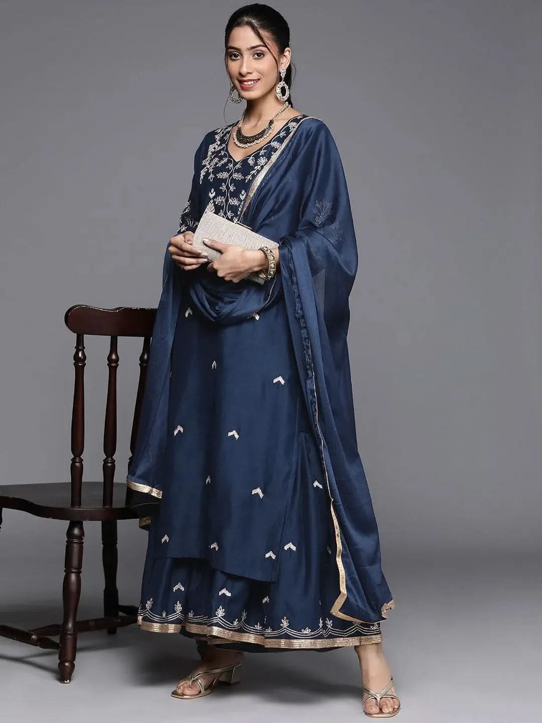 Buy Blue Embroidered Chanderi Silk Suit Set - 20149O-XXL | Libas Ethnic Wear Online
Buy Blue Embroidered Chanderi Silk Suit Set - 20149O-XXL | Libas Ethnic Wear Online