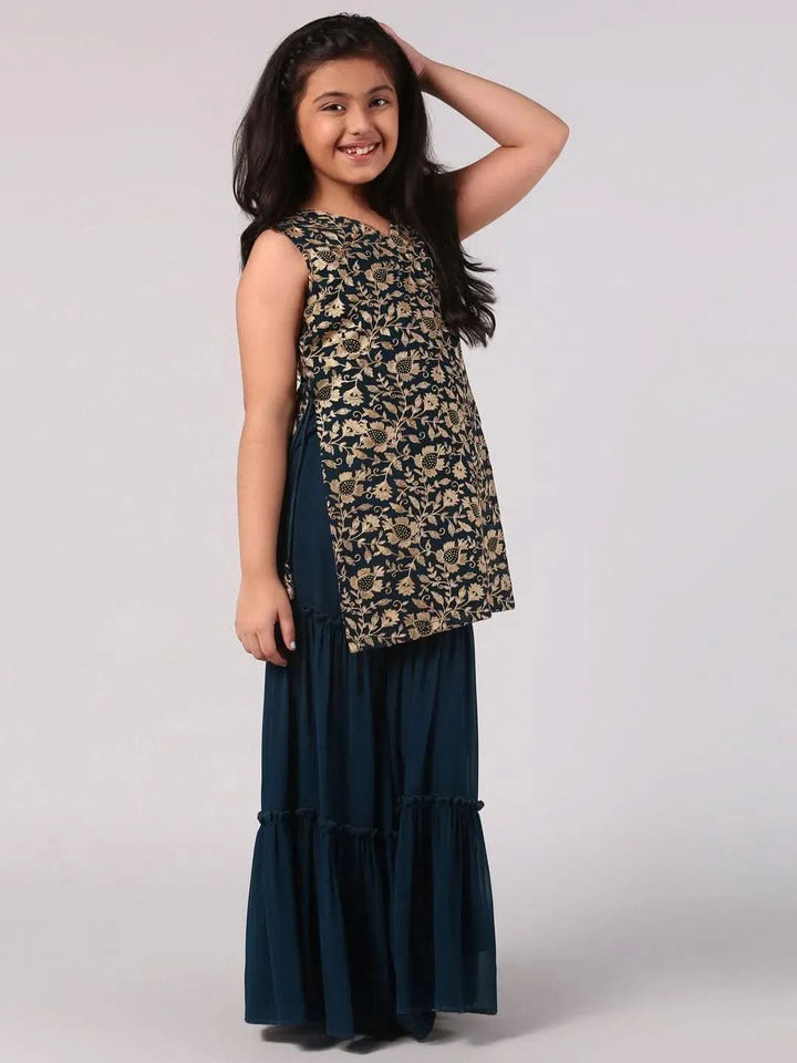 Blue Embroidered Georgette Suit Set - Libas