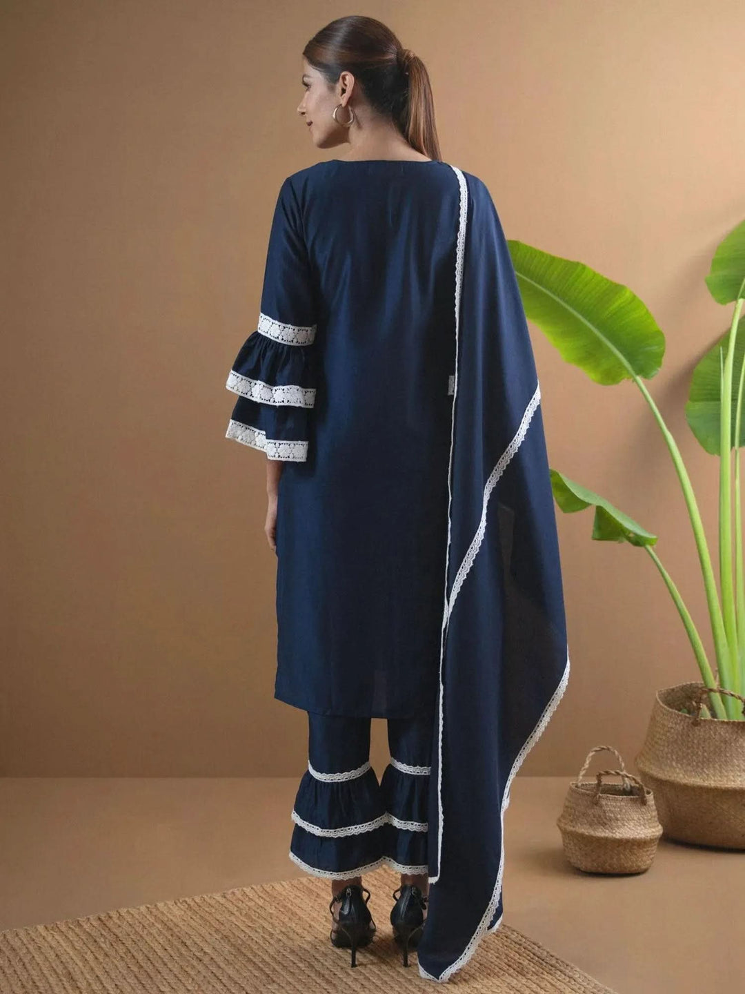 Blue Embroidered Shantoon Suit Set - Libas