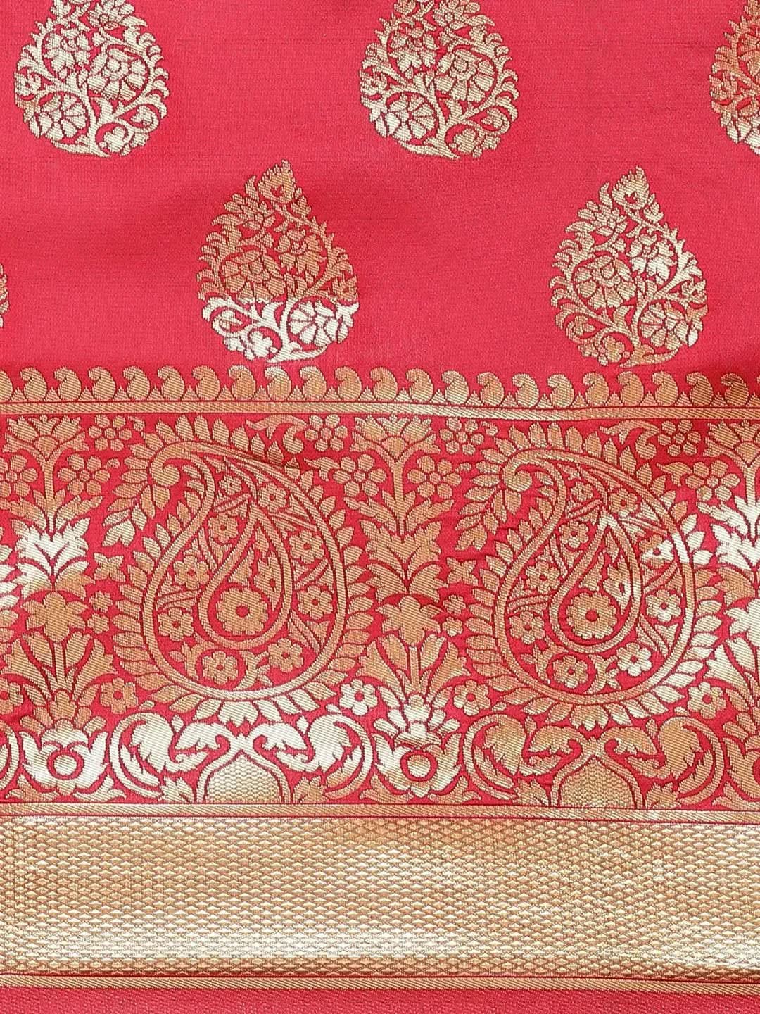 Blue Printed Brocade Saree - Libas