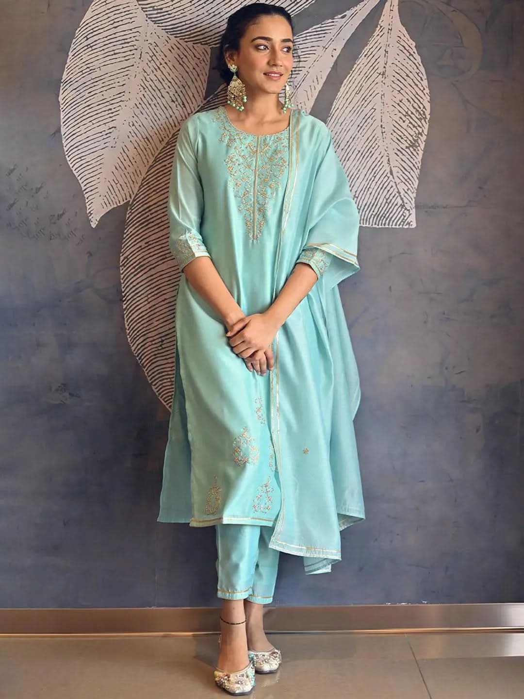 Buy Blue Printed Chanderi Silk Suit Set - 33327O-XS | Libas Ethnic Wear Online 
Buy Blue Printed Chanderi Silk Suit Set - 33327O-XS | Libas Ethnic Wear Online