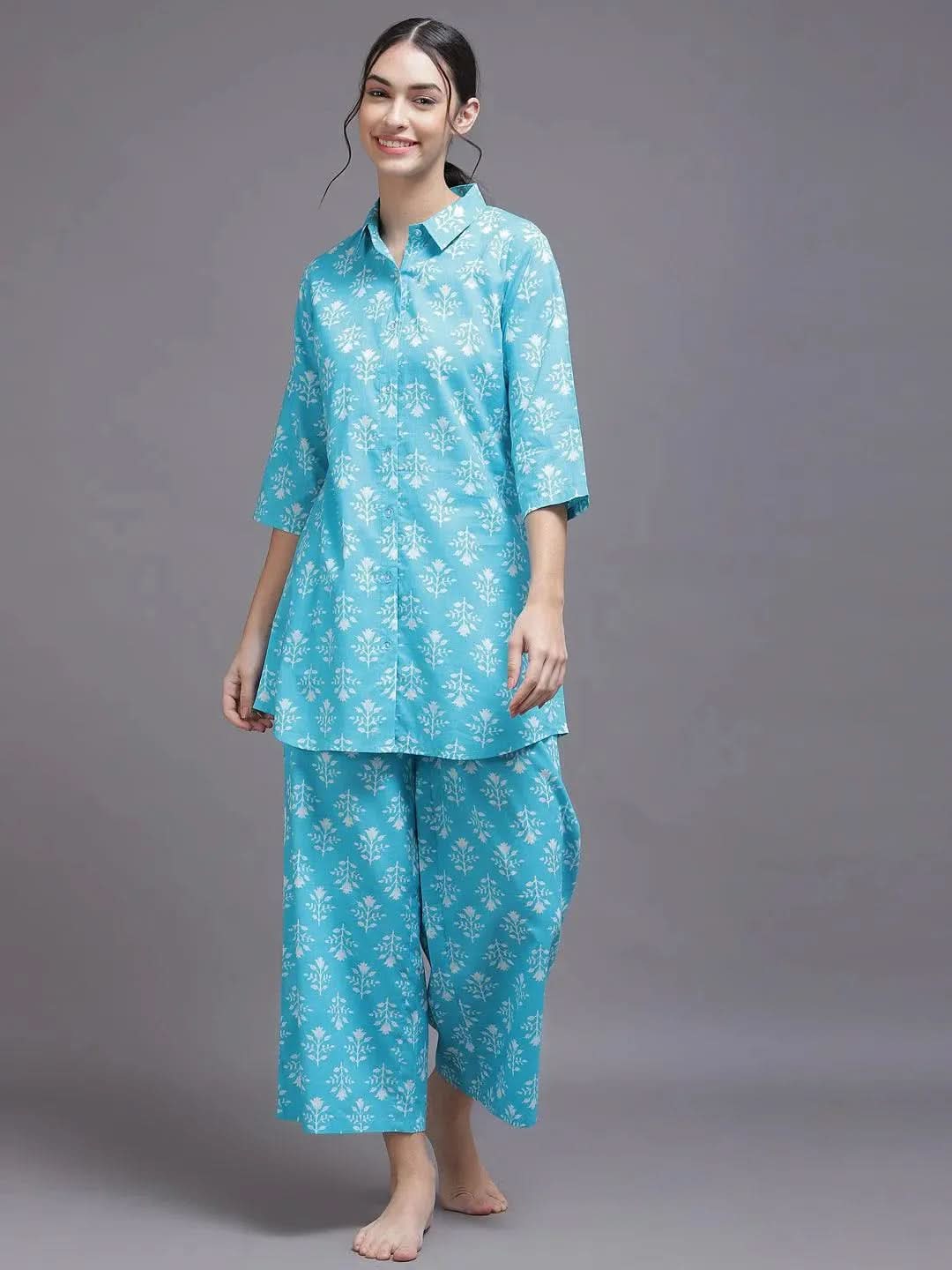 Buy Blue Printed Cotton Night Suit - 50053- | Libas Ethnic Wear Online
Buy Blue Printed Cotton Night Suit - 50053- | Libas Ethnic Wear Online