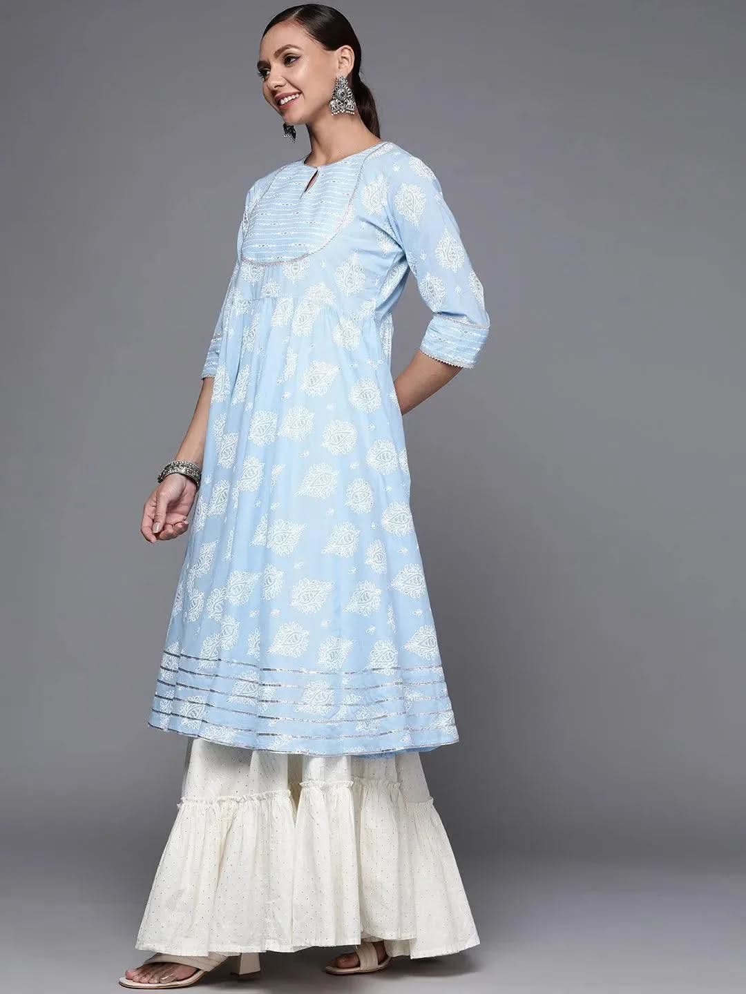 Blue Printed Cotton Anarkali Kurta
Blue Printed Cotton Anarkali Kurta
