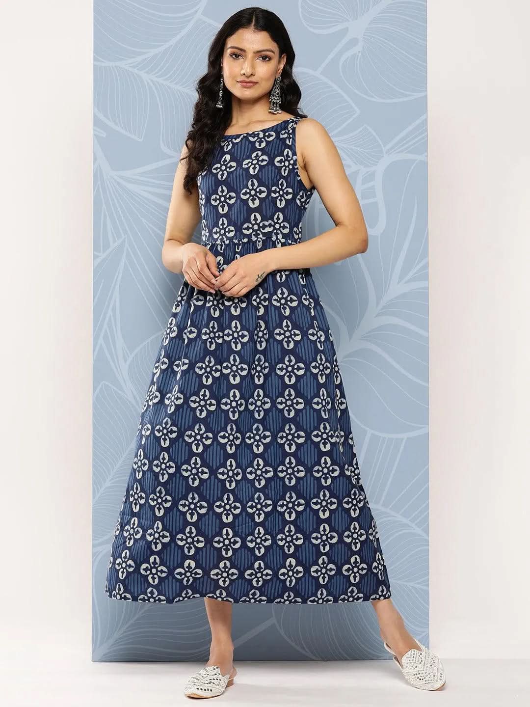Blue Printed Cotton Fit and Flare Dress
Blue Printed Cotton Fit and Flare Dress