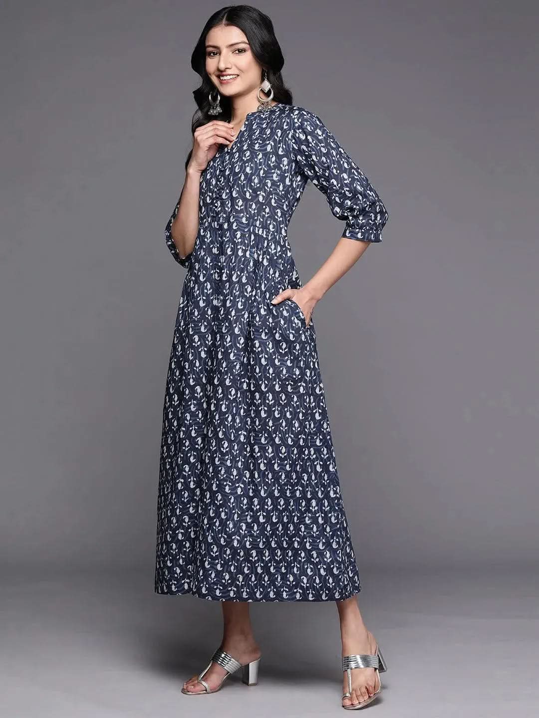 Blue Printed Cotton Fit and Flare Dress
Blue Printed Cotton Fit and Flare Dress