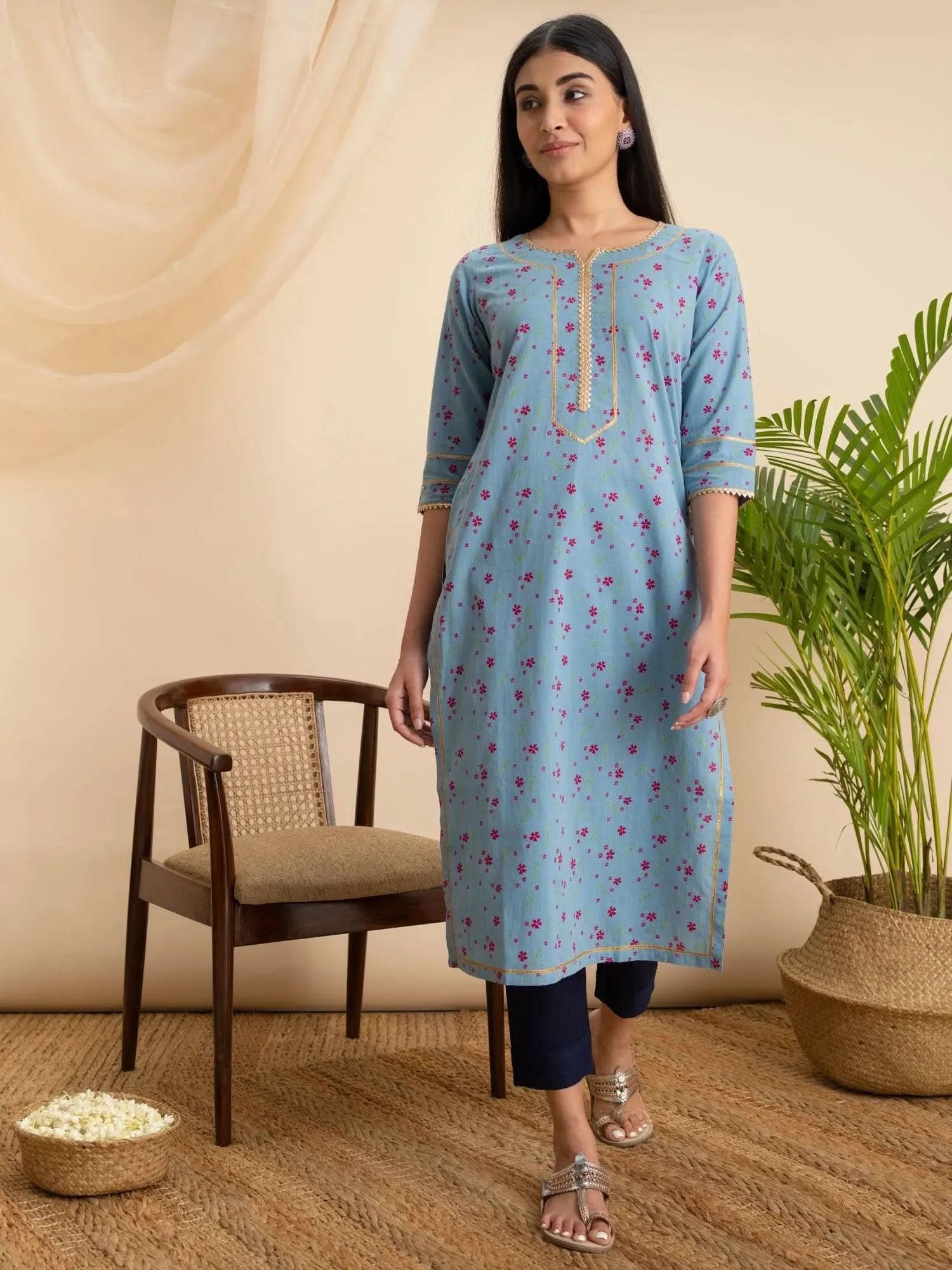 Buy Blue Printed Cotton Kurta - 12044O- | Libas Ethnic Wear Online
Buy Blue Printed Cotton Kurta - 12044O- | Libas Ethnic Wear Online