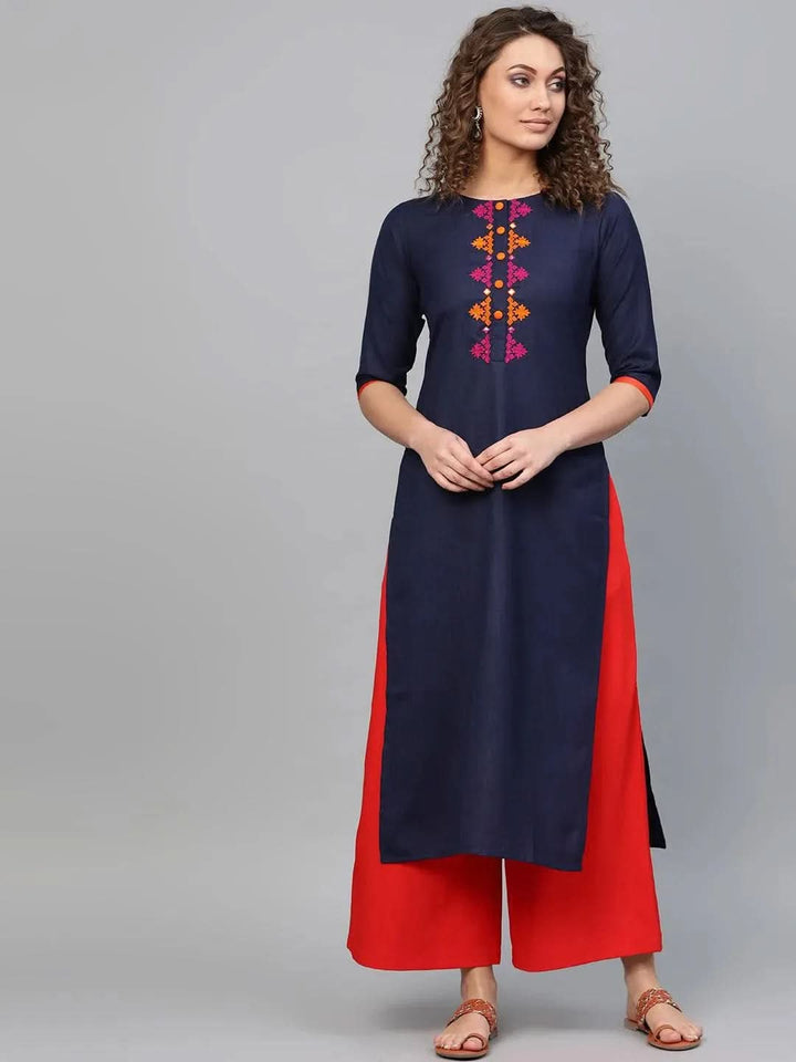 Blue Printed Cotton Kurta - Libas