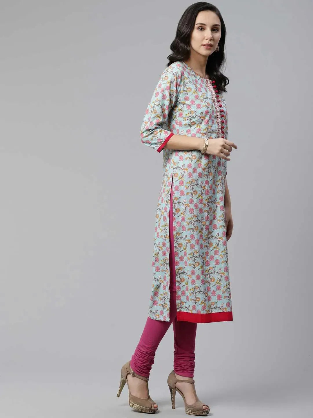 Blue Printed Cotton Kurta 
Blue Printed Cotton Kurta