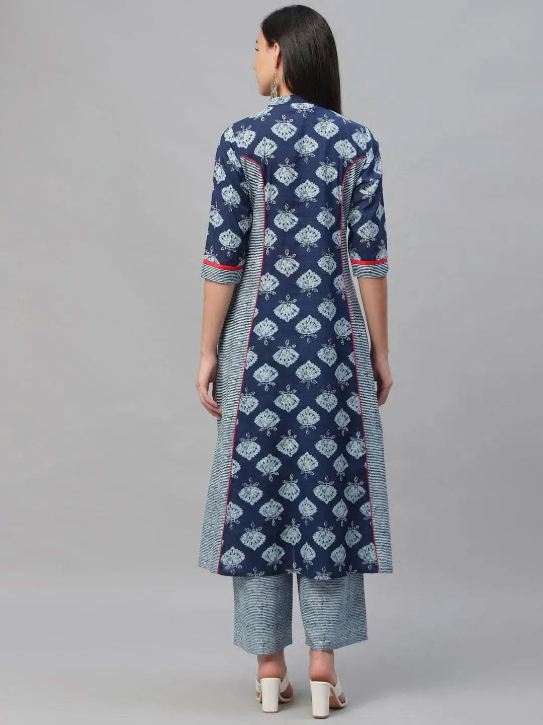 Blue Printed Cotton Kurta - Libas