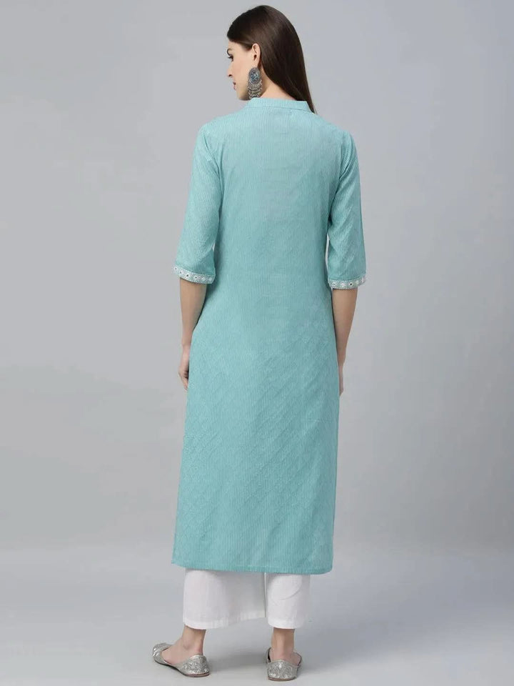 Blue Printed Cotton Kurta - Libas