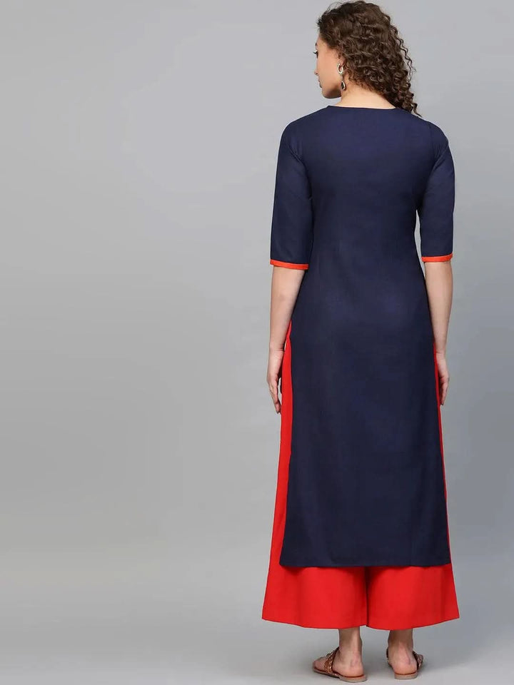 Blue Printed Cotton Kurta - Libas