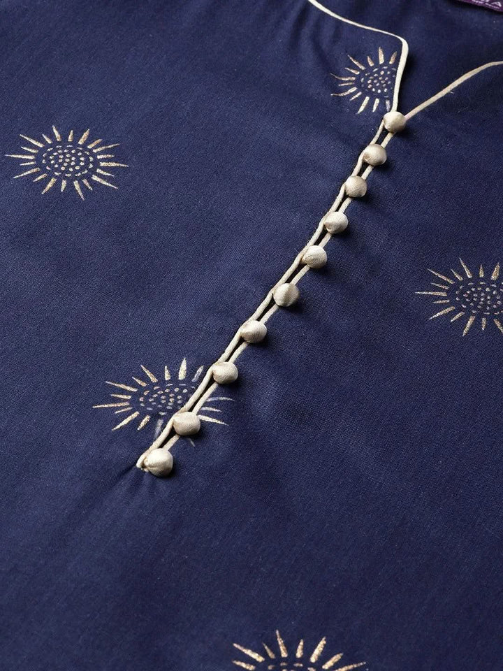 Blue Printed Cotton Kurta - Libas