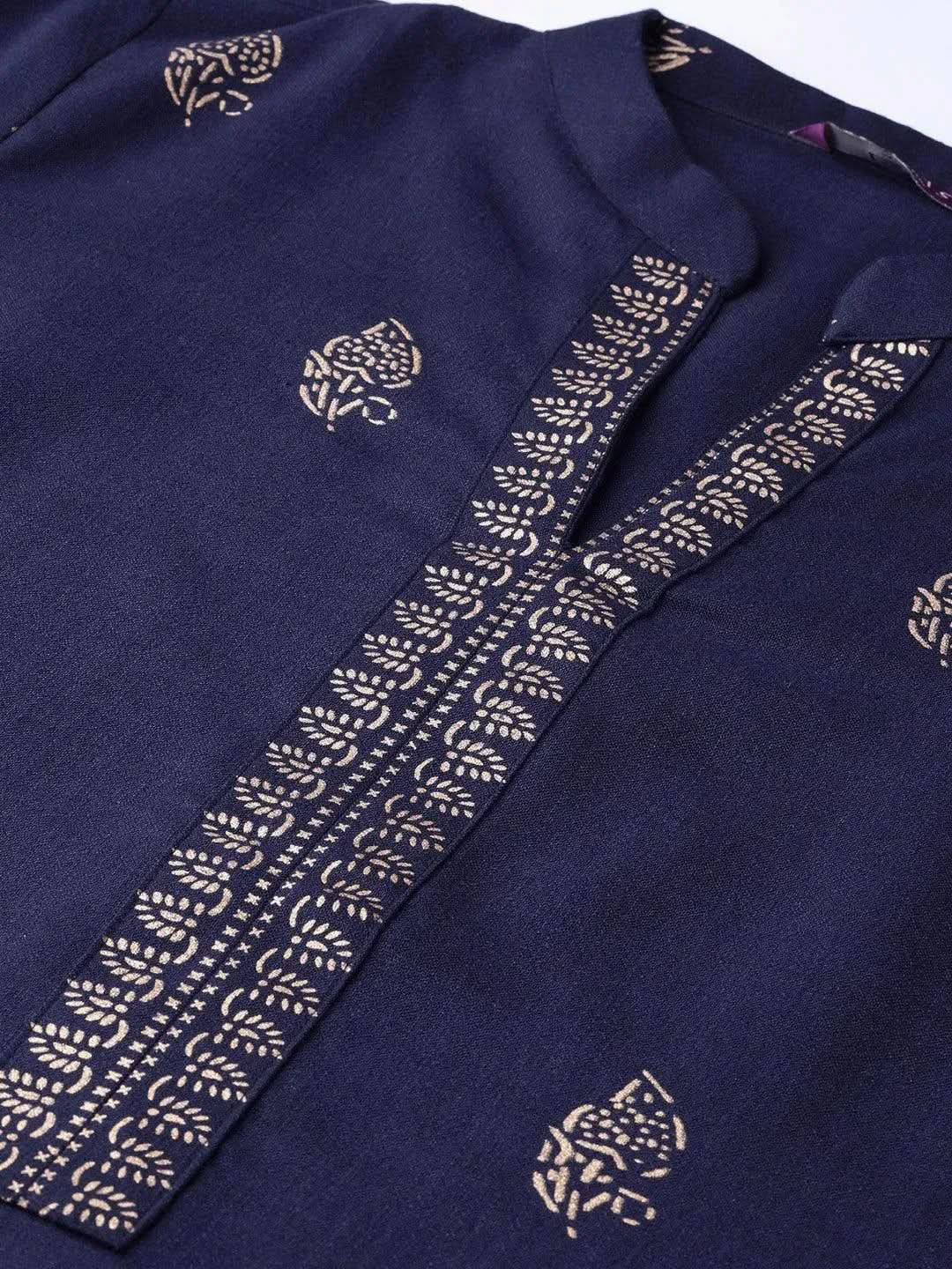 Blue Printed Cotton Kurta - Libas
