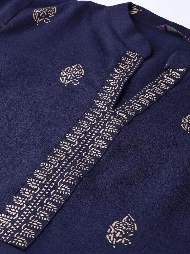 Blue Printed Cotton Kurta - Libas