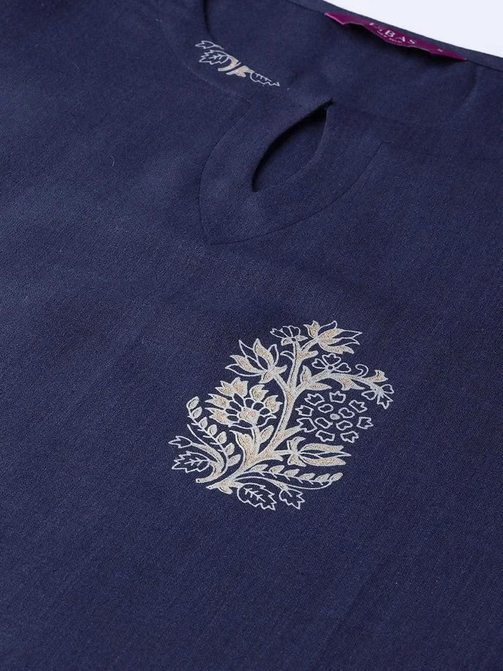 Blue Printed Cotton Kurta - Libas