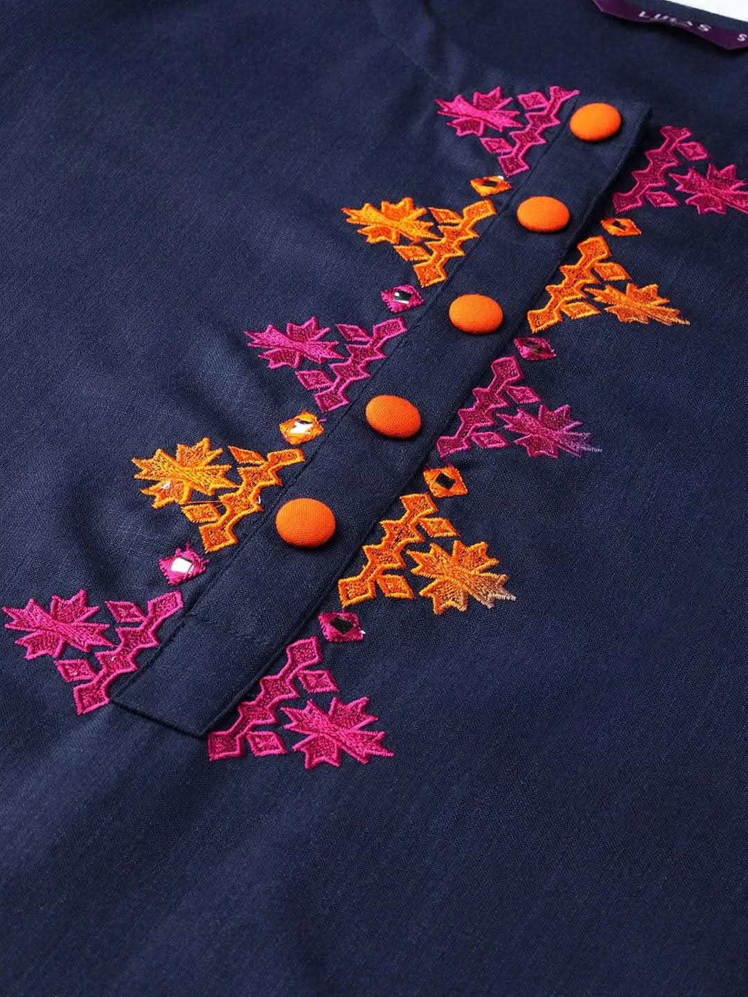 Blue Printed Cotton Kurta - Libas