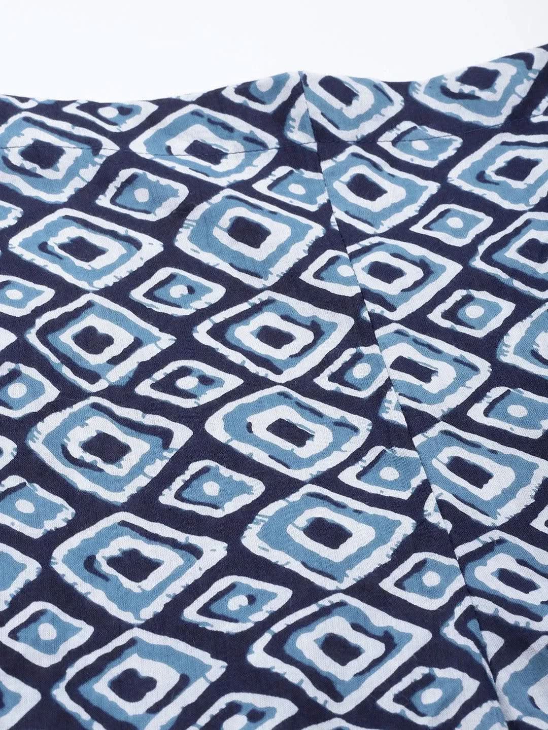 Blue Printed Cotton Night Suit - Libas