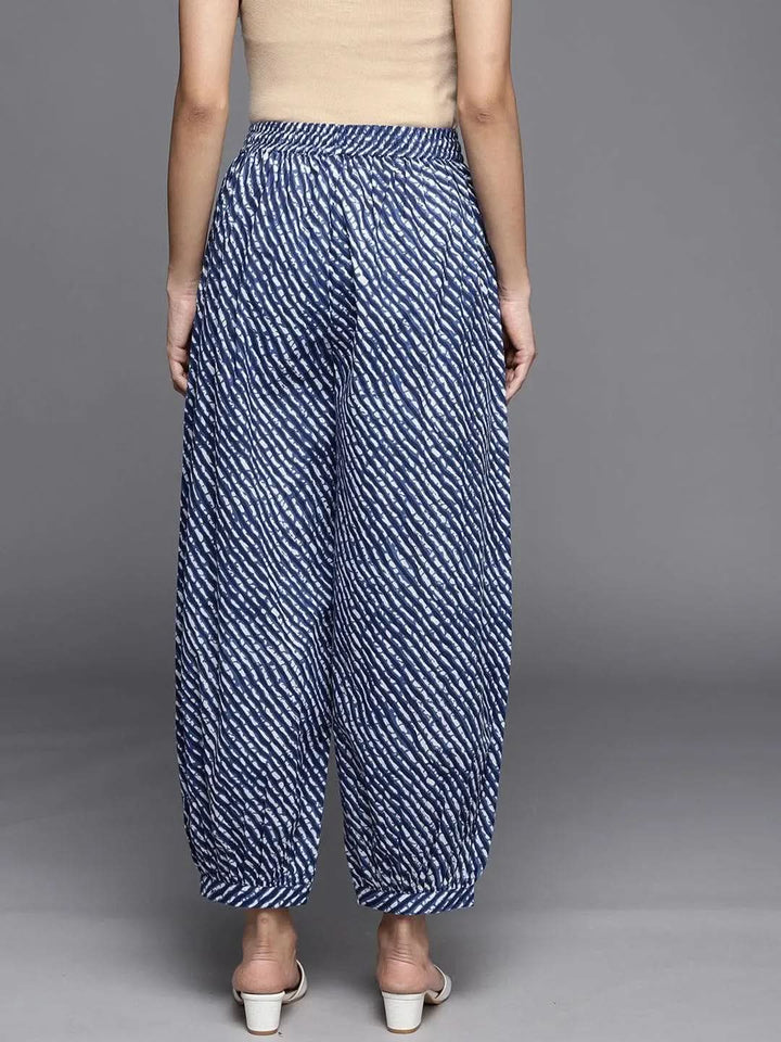 Blue Printed Cotton Salwar Pants - Libas