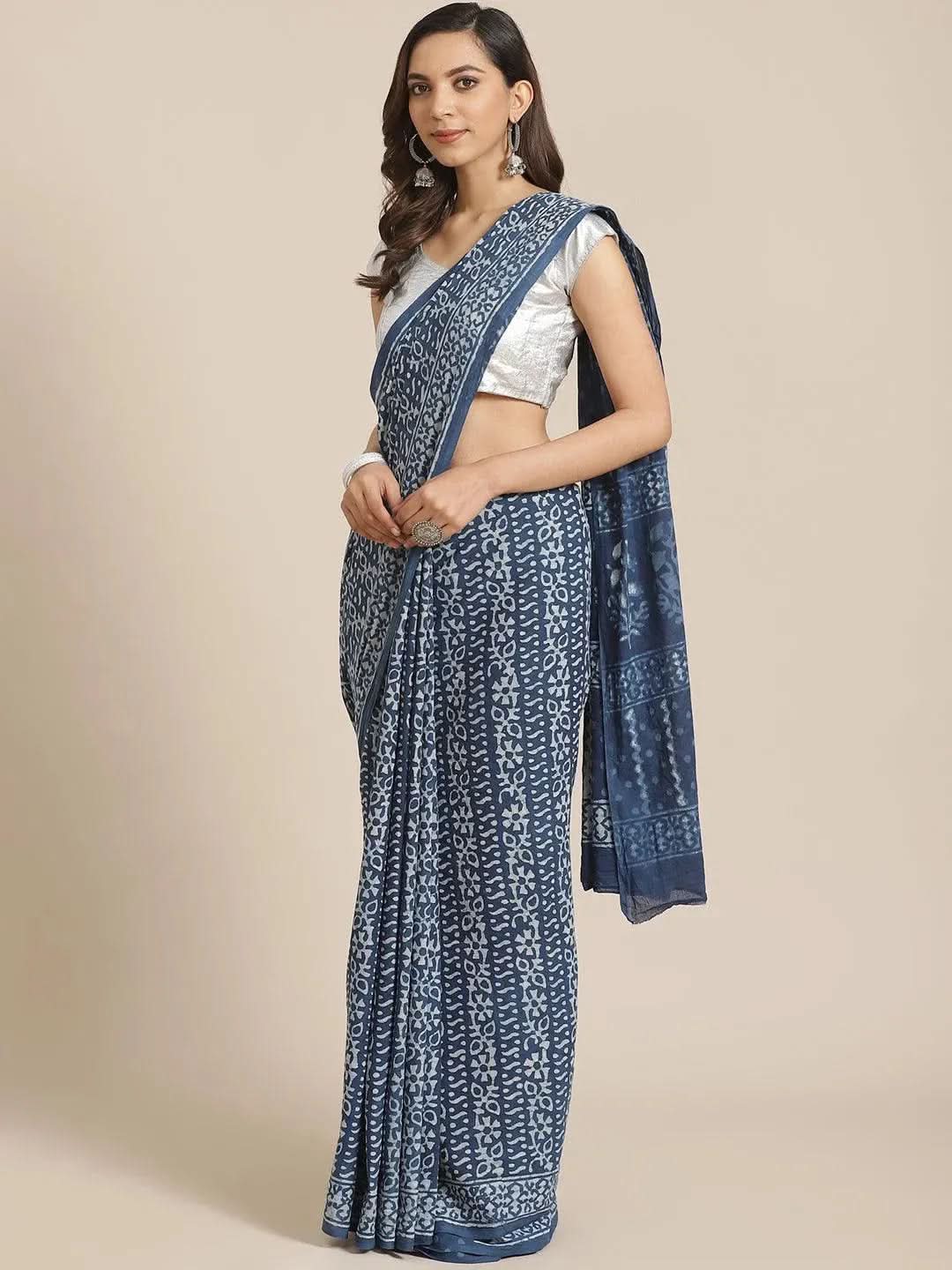 Blue Printed Cotton Saree
Blue Printed Cotton Saree