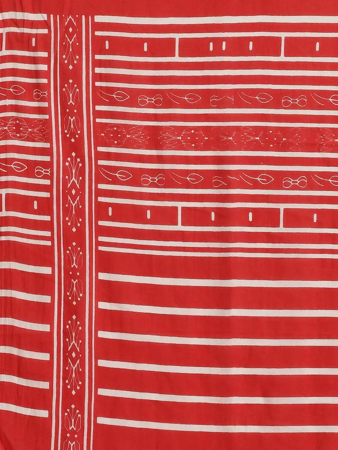 Blue Printed Cotton Saree - Libas