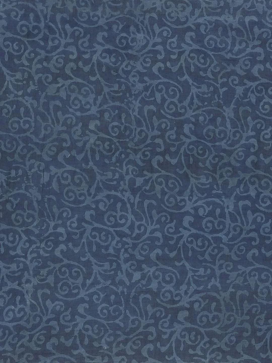 Blue Printed Cotton Saree - Libas