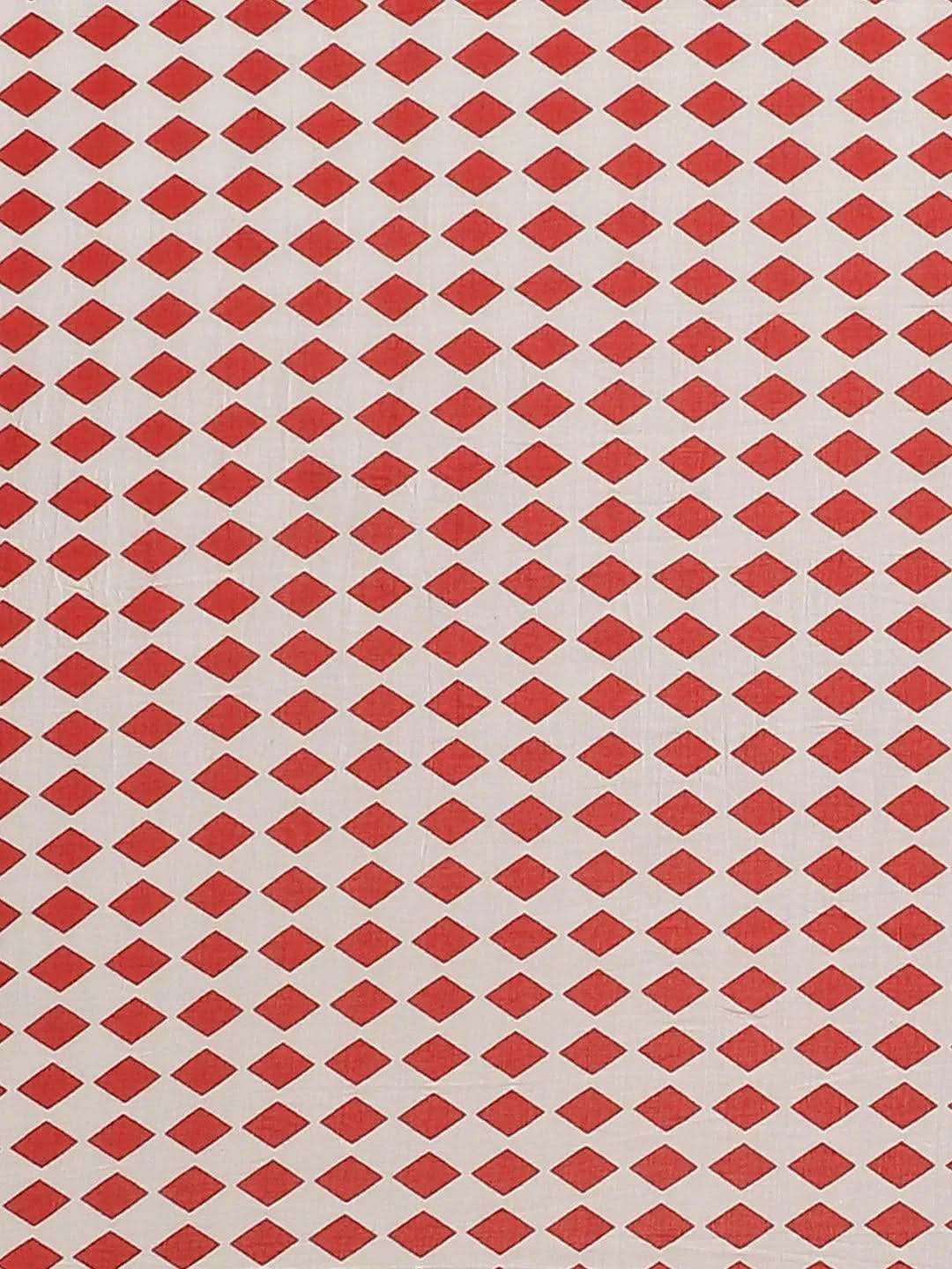 Blue Printed Cotton Saree - Libas