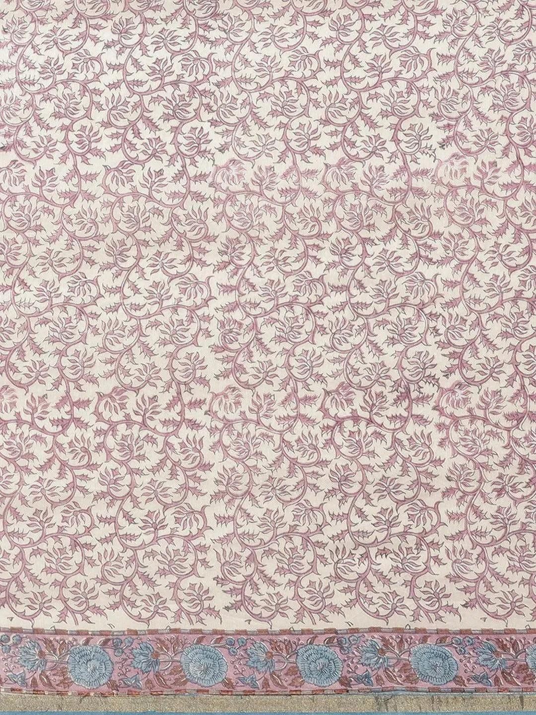 Blue Printed Cotton Silk Saree - Libas