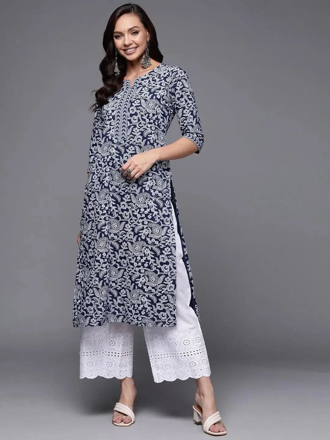 Blue Printed Cotton Straight Kurta
Blue Printed Cotton Straight Kurta
