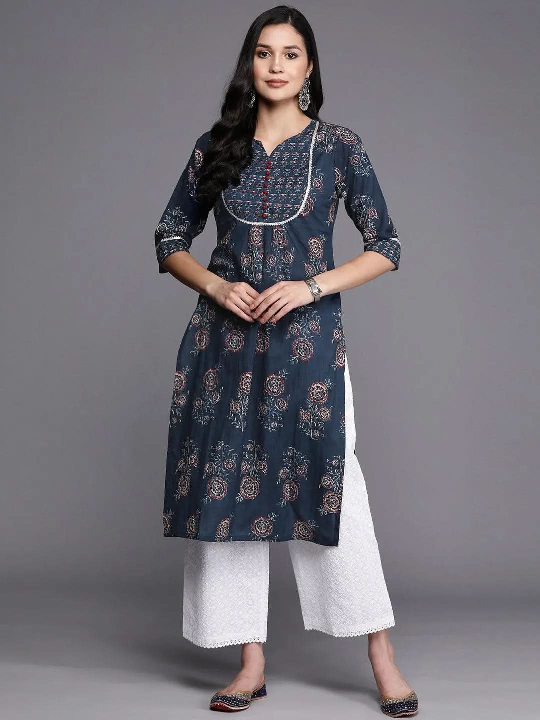 Blue Printed Cotton Straight Kurta
Blue Printed Cotton Straight Kurta