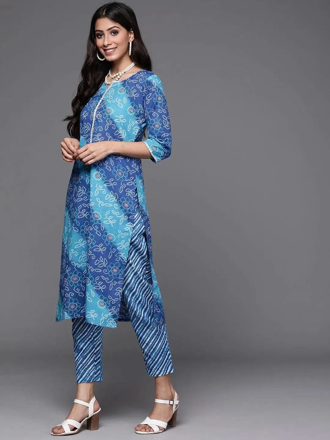 Buy Blue Printed Cotton Suit Set - 33262O- | Libas Ethnic Wear Online 
Buy Blue Printed Cotton Suit Set - 33262O- | Libas Ethnic Wear Online