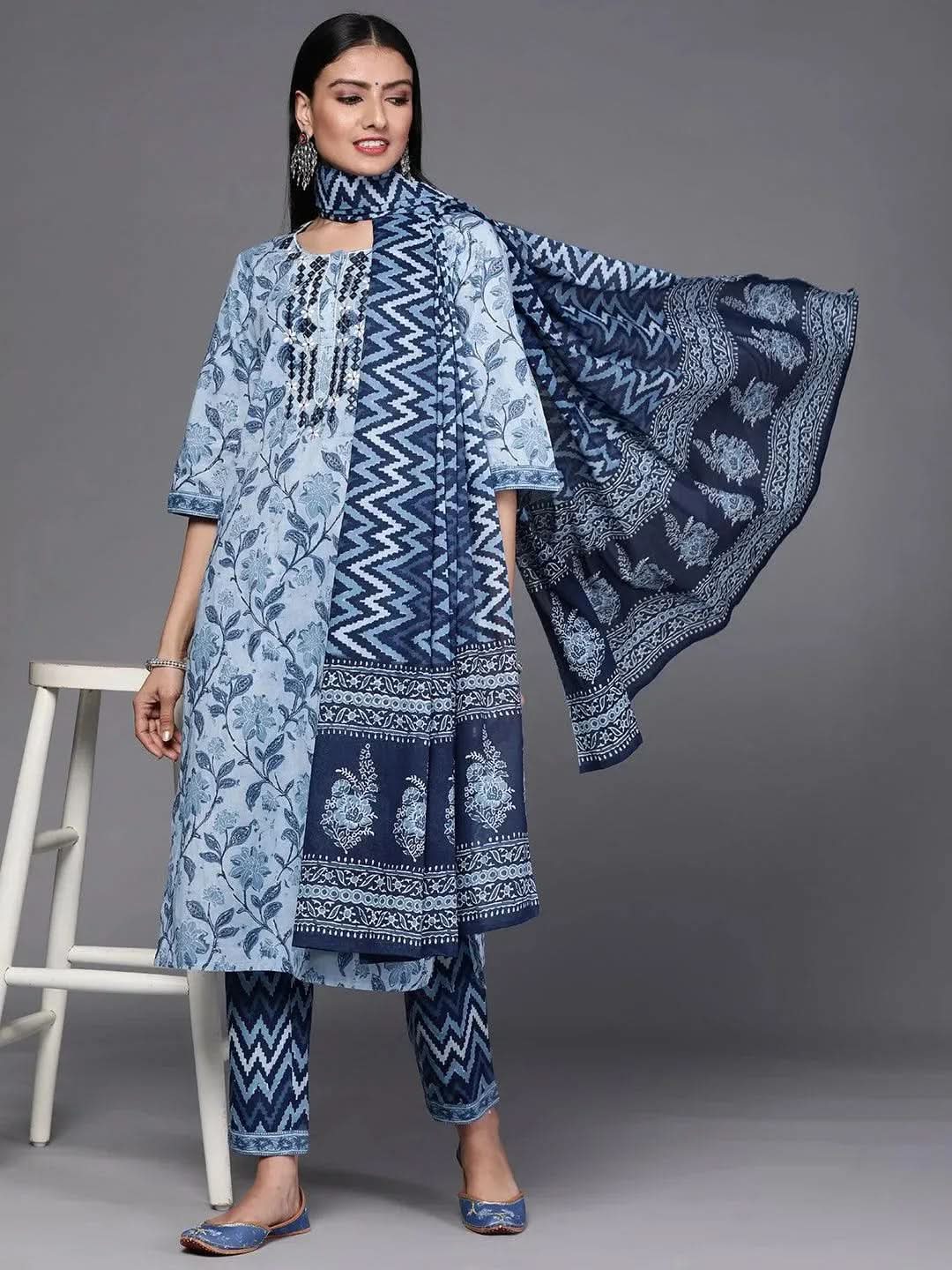 Buy Blue Printed Cotton Suit Set - 33154O-XS | Libas Ethnic Wear Online
Buy Blue Printed Cotton Suit Set - 33154O-XS | Libas Ethnic Wear Online